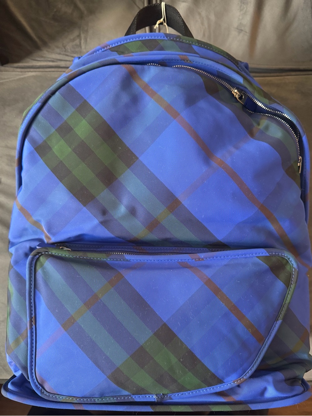 BURBERRY Shield Large Men's Knight Blue Checkered Backpack NWT